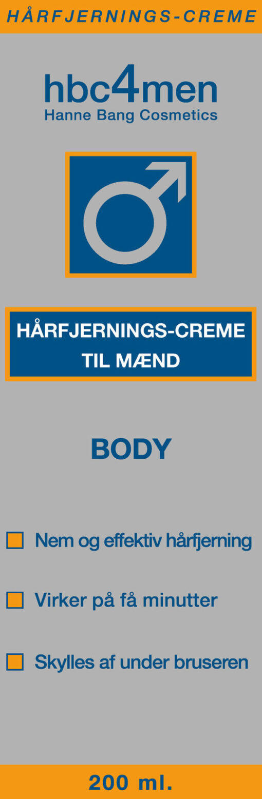 Hanne bang cosmetics hårfjernings-creme til mænd body 200ml online shopping billigt tilbud shoppetur