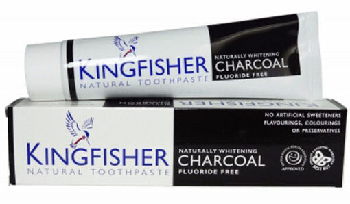 Kingfisher natural toothpaste naturally whitening charcoal fluoride free 100ml online shopping billigt tilbud shoppetur