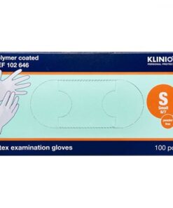 Klinion 120646 latex engangshandsker hvide str S polymer coated 100stk online shopping billigt tilbud shoppetur