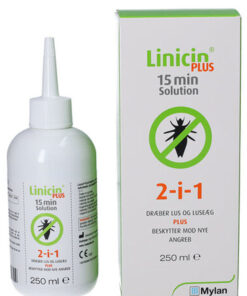 Linicin plus 2-i-1 dræber lus og luseæg plus beskytter mod nye angreb 250ml online shopping billigt tilbud shoppetur