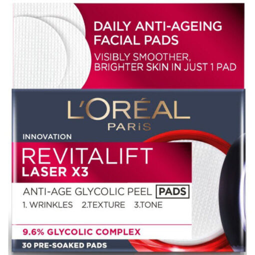 L'oréal paris innovation revitalift laser anti-age glycolic peel pads 30 stk. online shopping billigt tilbud shoppetur