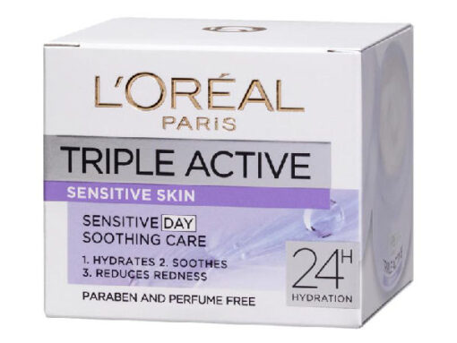 L'oréal triple active sensitive soothing care day sensitive skin 24H hydration 50ml online shopping billigt tilbud shoppetur