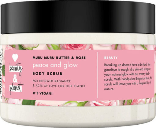 Love beauty and planet muru muru butter og rose peace and glow body scrub 250ml online shopping billigt tilbud shoppetur