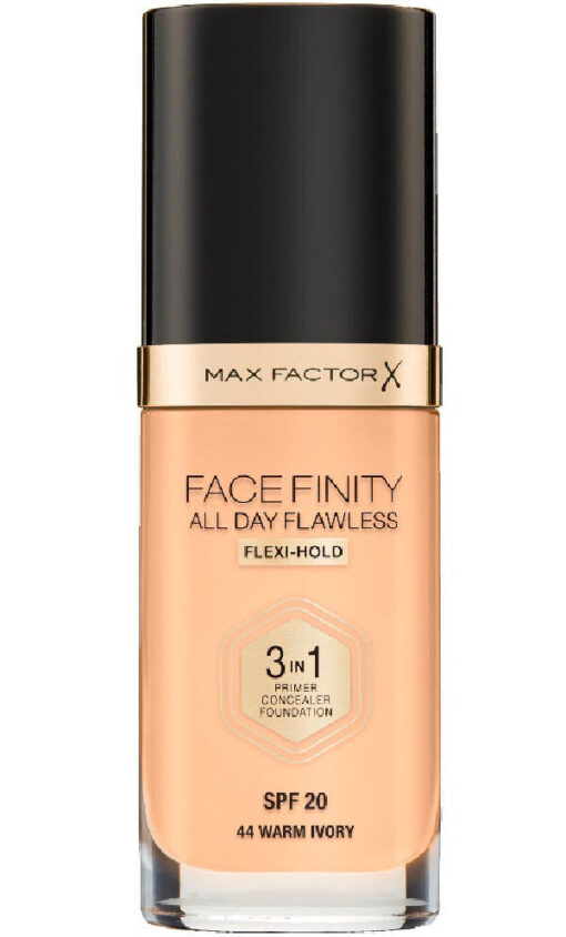 Max factor X face finity all day flawless 3in1 primer concealer foundation SPF20 44 warm ivory 30ml online shopping billigt tilbud shoppetur