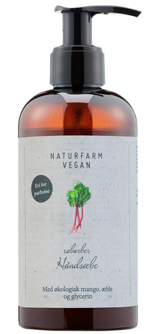 Naturfarm vegan rabarber håndsæbe med økologisk mango æble og glycerin 250ml online shopping billigt tilbud shoppetur