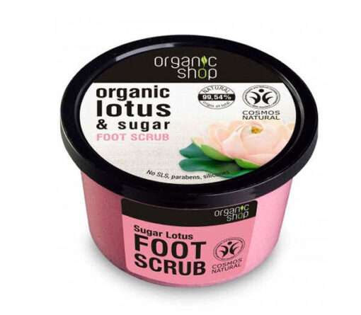 Organic shop lotus & sugar foot scrub 250ml online shopping billigt tilbud shoppetur