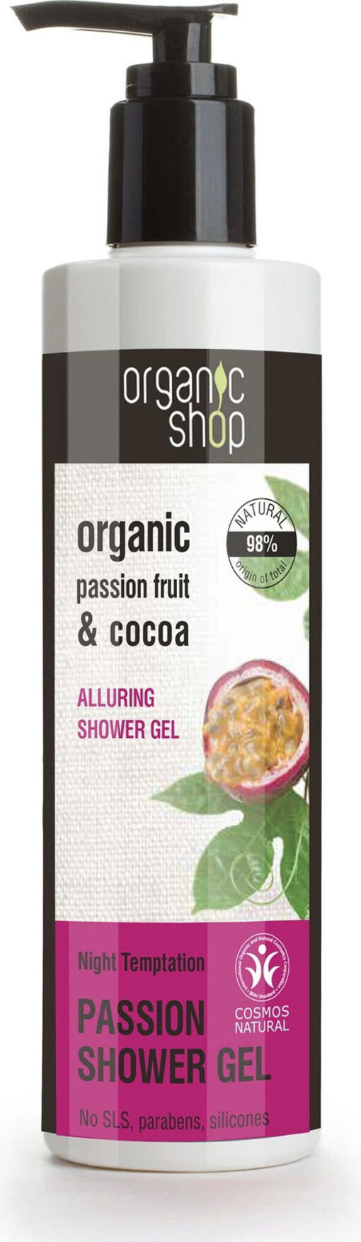 Organic shop passion alluring shower gel passion fruit & cocoa 280ml online shopping billigt tilbud shoppetur