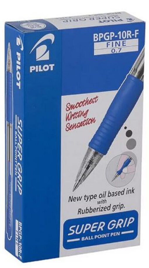 Pilot super grip ball point pen BPGP-10R-F fine 0.7 blå 12 stk. online shopping billigt tilbud shoppetur