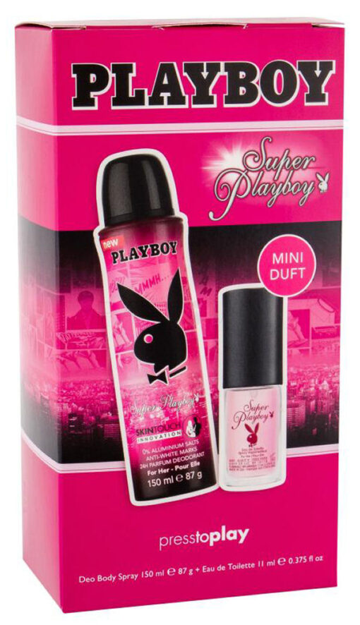 Playboy gaveæske super playboy deo body spray 150ml + eau de toilette 11ml online shopping billigt tilbud shoppetur