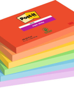 Post-it brand 3M notes super sticky 655-6SS-PLAY 76mmx127mm 90 ark mixfarvet 6 stk. online shopping billigt tilbud shoppetur