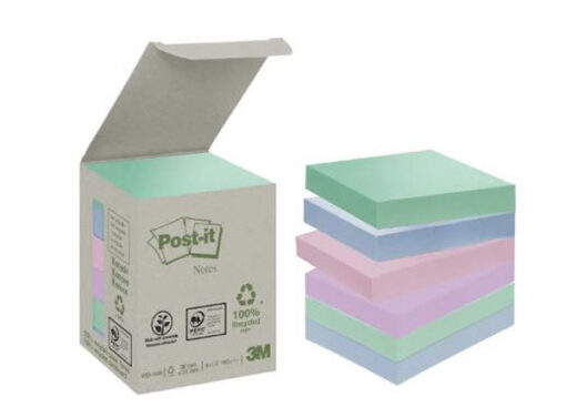 Post-it notes 100% recycled paper 76x76mm mixfarvet 654-1GB 6 stk. online shopping billigt tilbud shoppetur