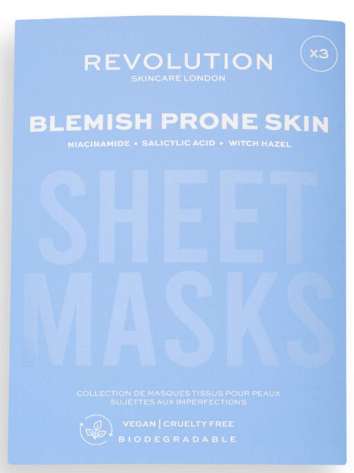 Revolution skincare london sheet masks blemish prone skin 3 stk. online shopping billigt tilbud shoppetur