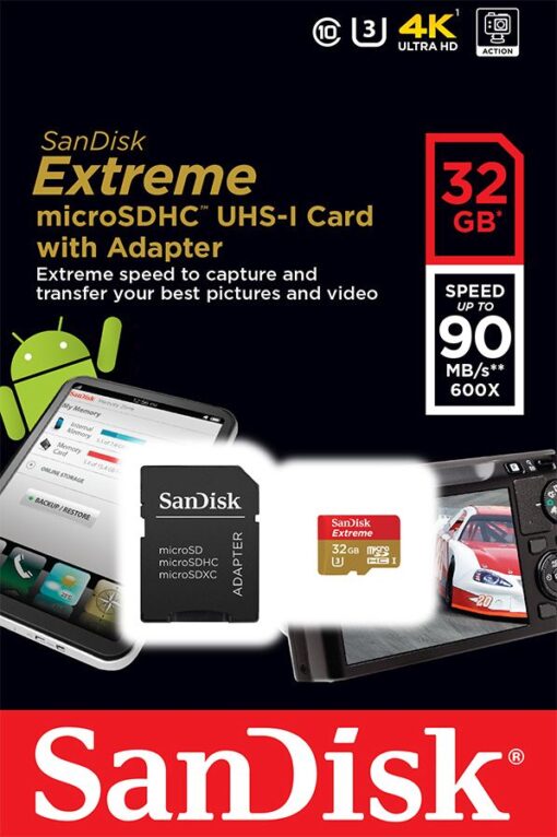 Sandisk Extreme microSDHC UHS-I 32gb/90MB/s class 10 online shopping billigt tilbud shoppetur