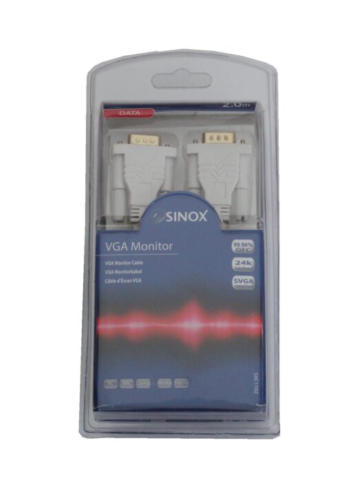 Sinox SXC1102 VGA Monitor kabel 2m hvid online shopping billigt tilbud shoppetur