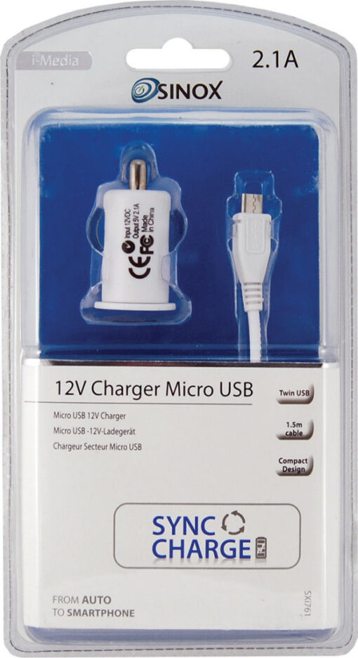 Sinox i-media micro usb 12V charger 2.1A SXi761 online shopping billigt tilbud shoppetur