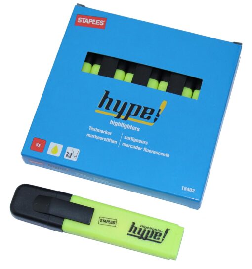 Staples Hype highlighters æske á 5 stk gul online shopping billigt tilbud shoppetur