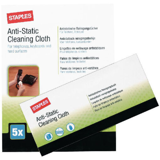 Staples anti-static cleaning cloth 5 pack online shopping billigt tilbud shoppetur