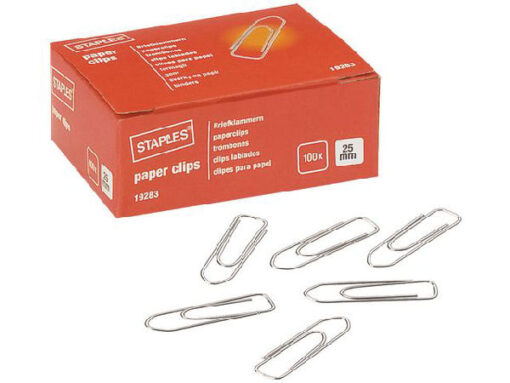 Staples paper clips 25mm 100 stk. 19283 online shopping billigt tilbud shoppetur