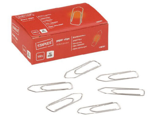 Staples paper clips 32mm 100 stk. 19291 online shopping billigt tilbud shoppetur