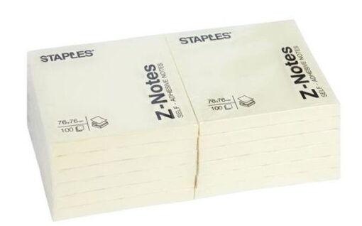 Staples z-notes 76x76mm 100 ark gul 12 stk. online shopping billigt tilbud shoppetur