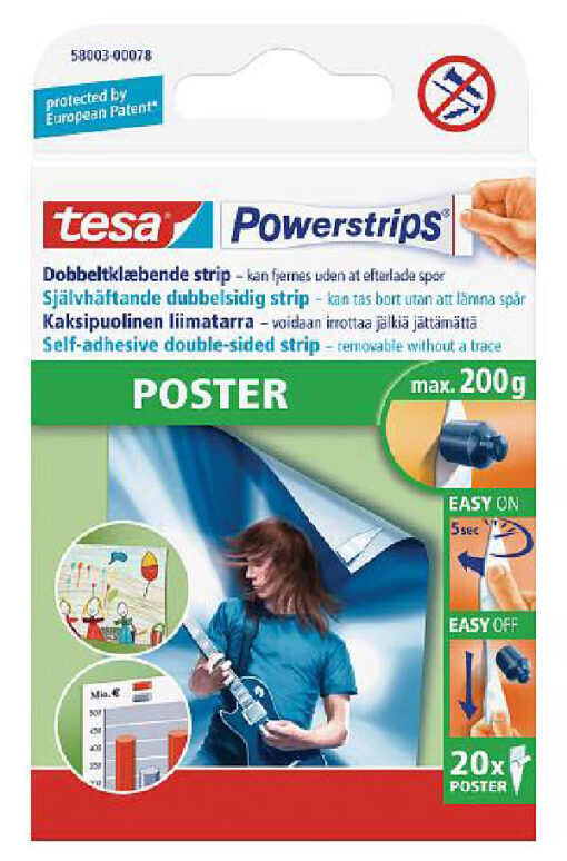 Tesa powerstrips dobbeltklæbende 20 stk. online shopping billigt tilbud shoppetur