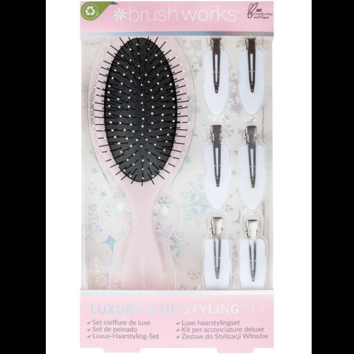 shop Brushworks Luxury Pink Hair Styling Set af Brushworks - online shopping tilbud rabat hos shoppetur.dk