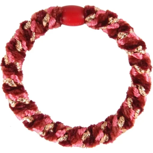 shop By Stær BRAIDED Hairtie - Velvet Mix Red/Pink/Gold Glitter af By Str - online shopping tilbud rabat hos shoppetur.dk