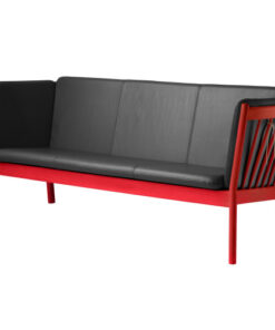 shop Erik Ole Jørgensen 3 pers. sofa - J149 - Ruby red/sort læder af fdb-moebler - online shopping tilbud rabat hos shoppetur.dk