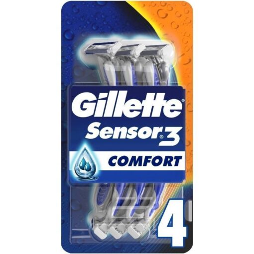 shop Gillette Sensor3 Comfort Single Razor 4 Pieces af Gillette - online shopping tilbud rabat hos shoppetur.dk