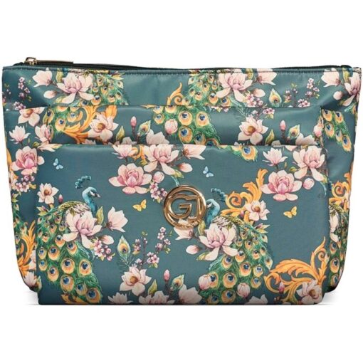 shop Gillian Jones 3 Room Cosmetics Bag -Green Flowers 10009-76 af Gillian Jones - online shopping tilbud rabat hos shoppetur.dk