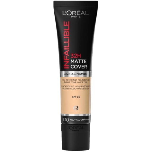 shop L'Oreal Paris Cosmetics Infaillible 32H Matte Cover Foundation SPF 25 - 30 ml- 130 Neutral Undertone af LOreal Paris - online shopping tilbud rabat hos shoppetur.dk