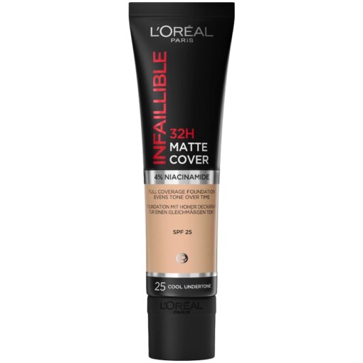 shop L'Oreal Paris Cosmetics Infaillible 32H Matte Cover Foundation SPF 25 - 30 ml - 25 Cool Undertone af LOreal Paris - online shopping tilbud rabat hos shoppetur.dk