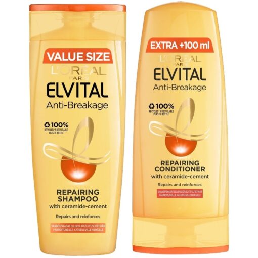 shop L'Oreal Paris Elvital Anti-Breakage Repairing Set 400 + 300 ml af LOreal Paris - online shopping tilbud rabat hos shoppetur.dk