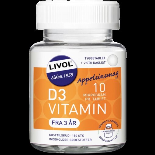 shop Livol D3 Vitamin Appelsinsmag 150 Pieces af Livol - online shopping tilbud rabat hos shoppetur.dk