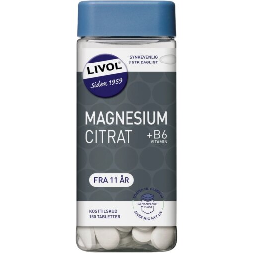 shop Livol MagnesiumCitrat + B6 Vitamin 150 Pieces af Livol - online shopping tilbud rabat hos shoppetur.dk