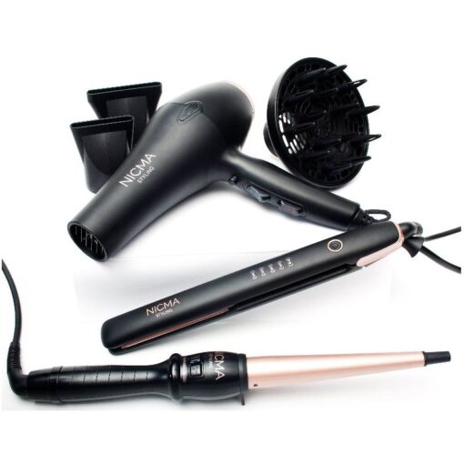 shop NICMA Styling Hair Dryer + Curling Wand + Hair Straightener (Limited Edition) af NICMA Styling - online shopping tilbud rabat hos shoppetur.dk