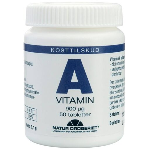 shop Natur Drogeriet A-Vitamin 900 ug 50 Pieces af Natur Drogeriet - online shopping tilbud rabat hos shoppetur.dk