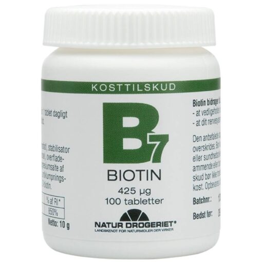 shop Natur Drogeriet B7 Biotin 425 ug 100 Pieces af Natur Drogeriet - online shopping tilbud rabat hos shoppetur.dk