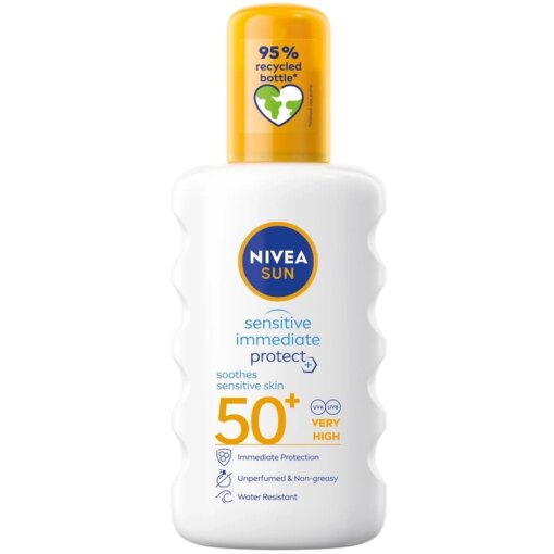 shop Nivea Sun Sensitive Protect & Soothing Spray SPF 50+ - 200 ml af Nivea - online shopping tilbud rabat hos shoppetur.dk