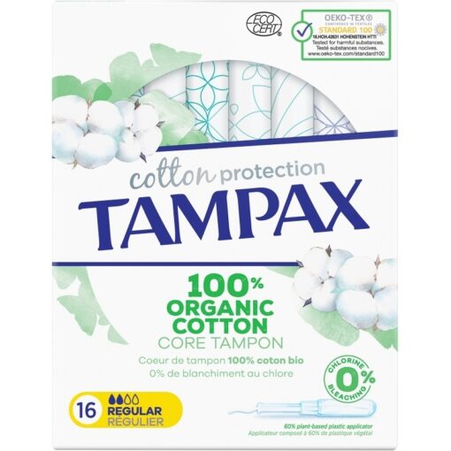 shop Tampax Organic Cotton Tampons 16 Pieces - Regular af Tampax - online shopping tilbud rabat hos shoppetur.dk