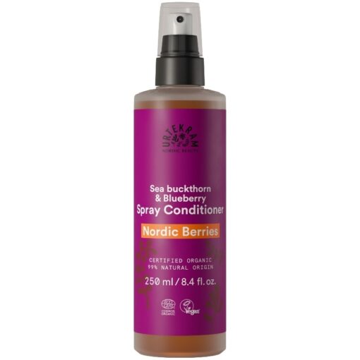 shop Urtekram Nordic Berries Spray Conditioner Leave-In Sea Buckthorn & Blueberry 250 ml af Urtekram - online shopping tilbud rabat hos shoppetur.dk