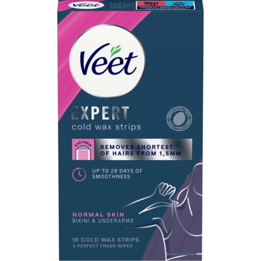 shop Veet Expert Cold Wax Strips Bikini & Underarms Normal Skin 16 Pieces af Veet - online shopping tilbud rabat hos shoppetur.dk