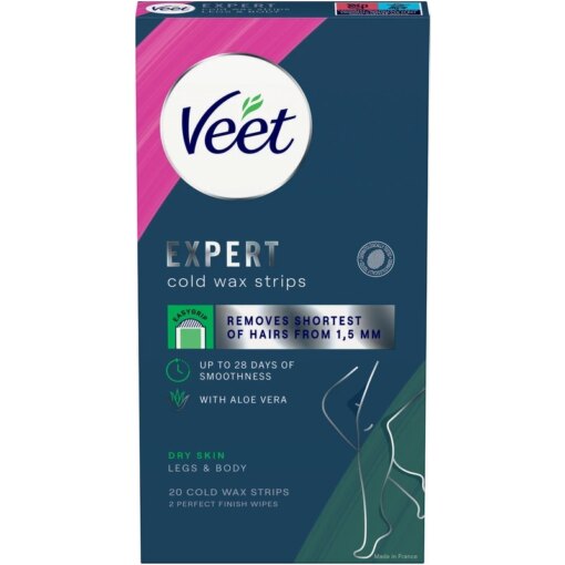 shop Veet Expert Cold Wax Strips Legs & Body Dry Skin 20 Pieces af Veet - online shopping tilbud rabat hos shoppetur.dk