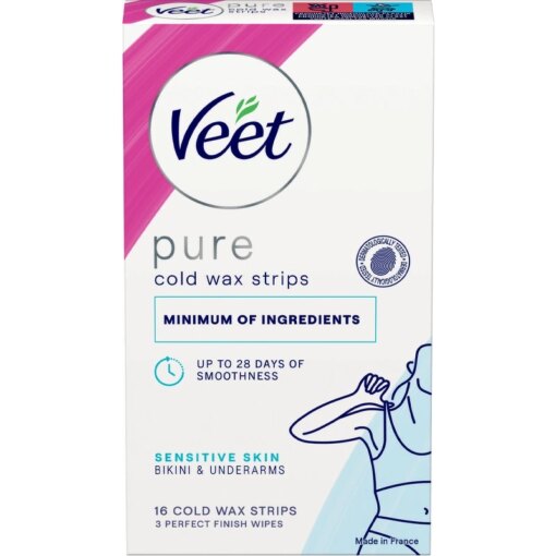 shop Veet Pure Cold Wax Strips Bikini & Underarms Sensitive Skin 16 Pieces af Veet - online shopping tilbud rabat hos shoppetur.dk