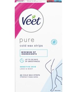 shop Veet Pure Cold Wax Strips Legs & Body Sensitive Skin 20 Pieces af Veet - online shopping tilbud rabat hos shoppetur.dk