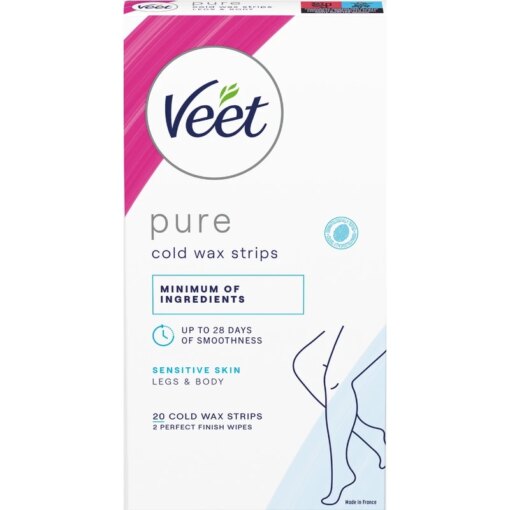 shop Veet Pure Cold Wax Strips Legs & Body Sensitive Skin 20 Pieces af Veet - online shopping tilbud rabat hos shoppetur.dk