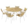 shop Mandalay Marguerit havemøbelsæt med 6 stole - Teak/hvid af Mandalay - online shopping tilbud rabat hos shoppetur.dk