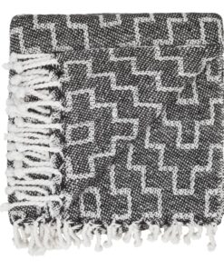 Plaid med frynser i 100% bomuld - 135 x 200 cm. fra RugsâNâMore billigt køb tilbud online shopping