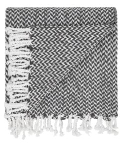 Plaid med frynser i 100% bomuld - 135 x 200 cm. fra RugsâNâMore billigt køb tilbud online shopping