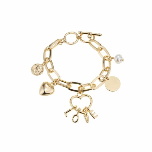 Armbånd med "LOVE" vedhæng og søde charms billigt køb tilbud online shopping